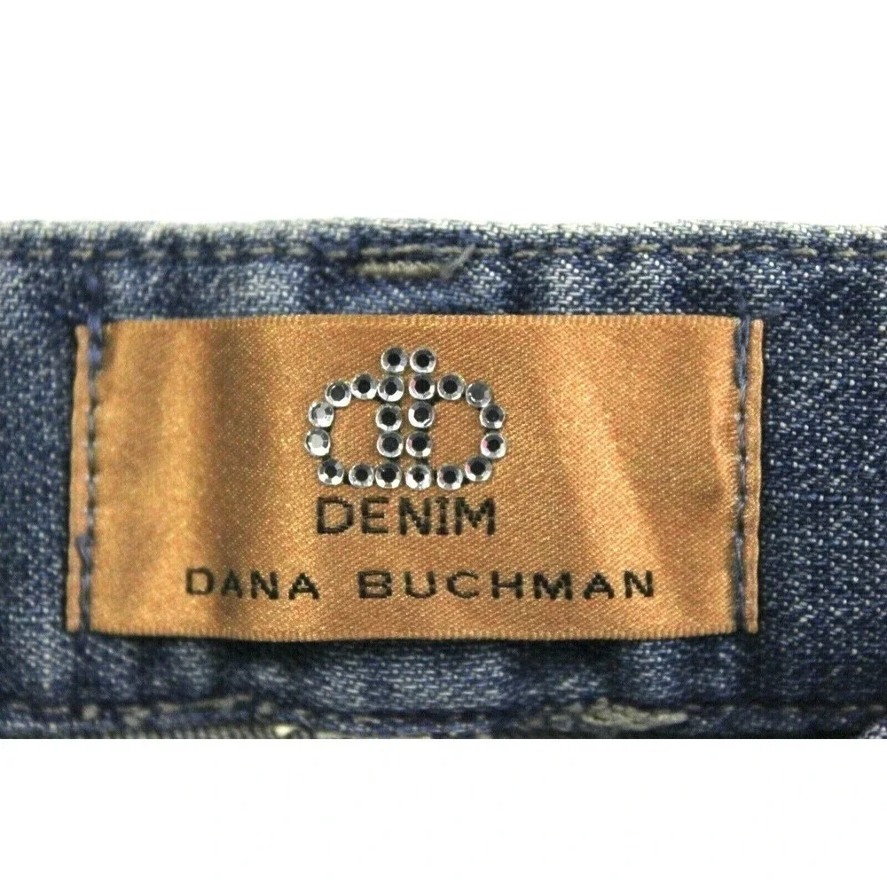 Dana Buchman Womens Size 2 Blue Jeans Painted Floral Hippy